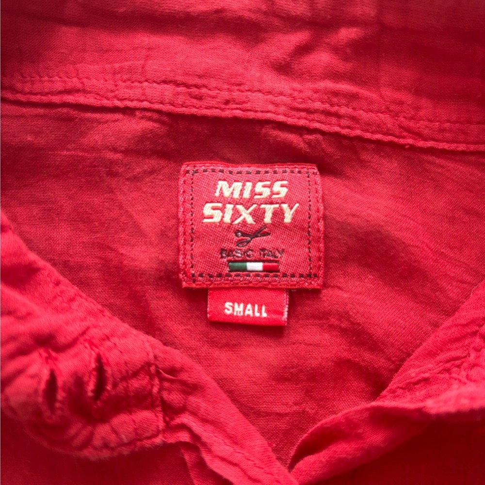 Red Miss Sixty Cotton Botton Up Blouse